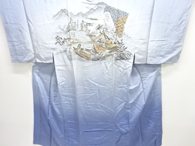 JAPANESE KIMONO / ANTIQUE MENS JUBAN / SILK / 53 STATIONS OF THE TOKAIDO